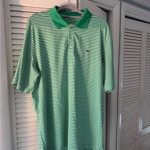 Vineyard Vines Green and White Striped Polo Shirt